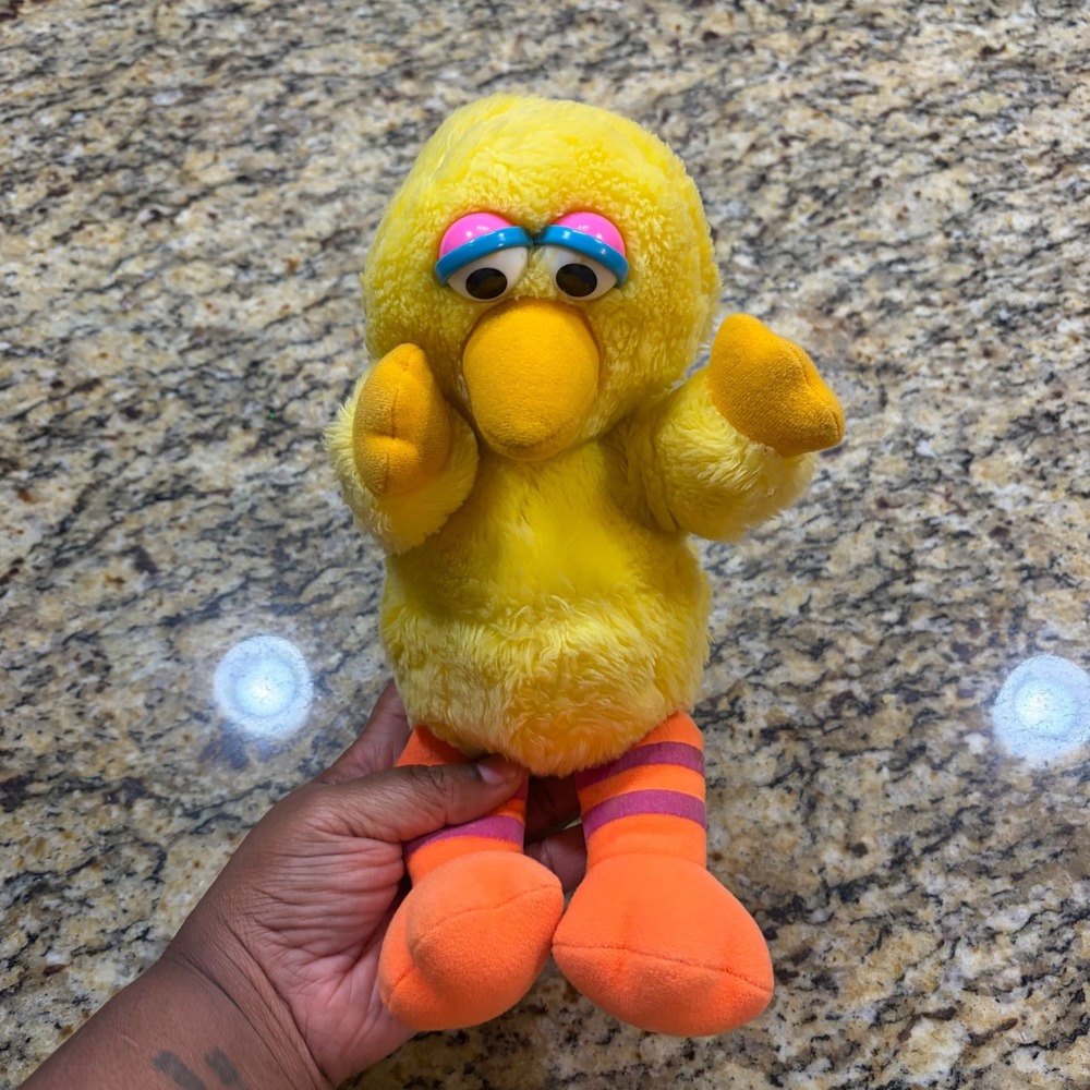 Vintage Sesame Street Big Bird Hasbro Softies Plush Yellow Bird Toy Korea